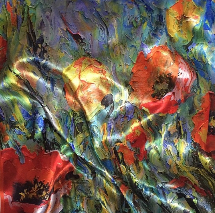 "Оренбургский НЕпуховый платок", платок - картина "Сон бабочки", коллекция "Цвет и золото".