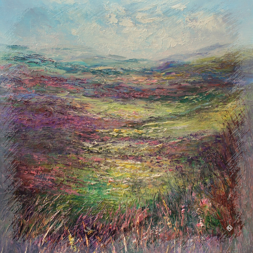 "Оренбургский НЕпуховый платок", платок - картина "Предуральская степь", коллекция "Пять". Художник Наталья Акакина.