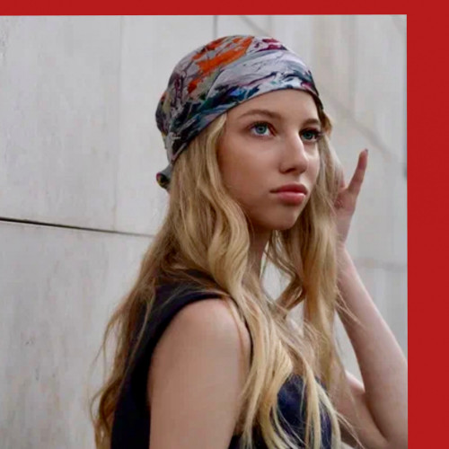 Платок "Пионовое царство". Шелк Армани 90х90 см.